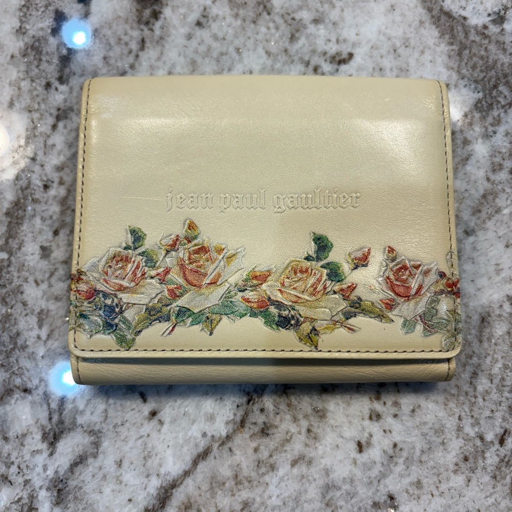 Jean Paul Gaultier Cream Floral Women's Wallet RARE